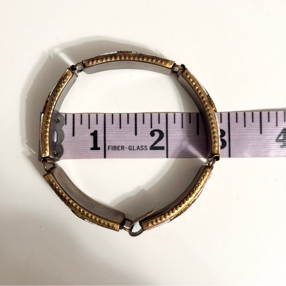 VINTAGE | MICRO MINI MOSAIC UNIQUE FLORAL BLUE ROSE ITALIAN AMALFI BRACELET - Picture 9 of 9